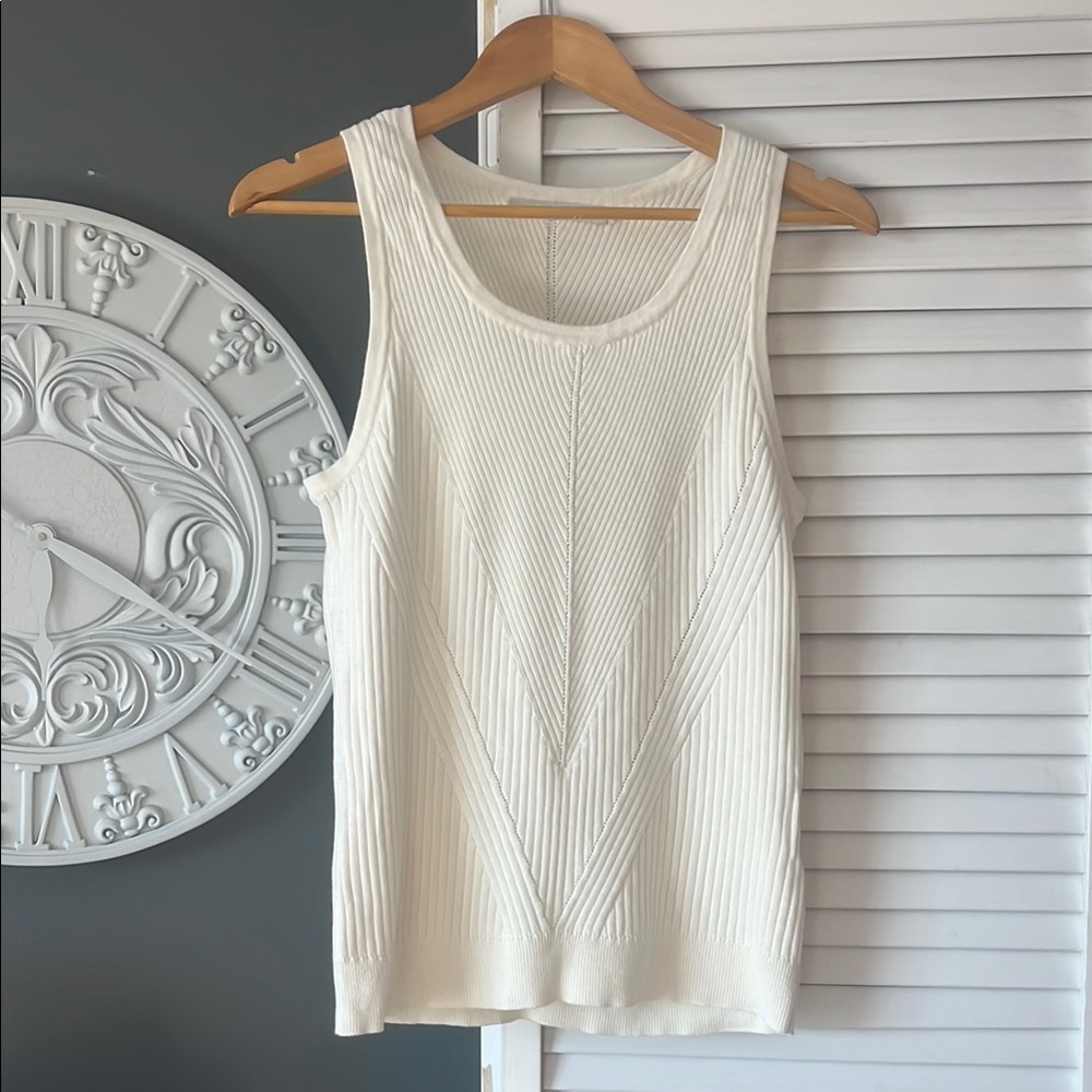 White Ribbed Knit Tank Top